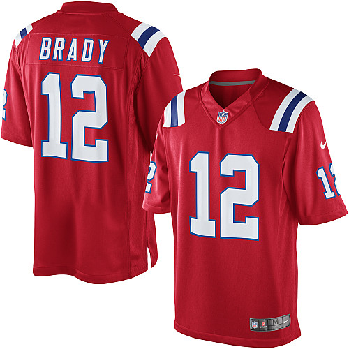 Men's Limited Tom Brady Nike Jersey Red Alternate - #12 NFL New England Patriots